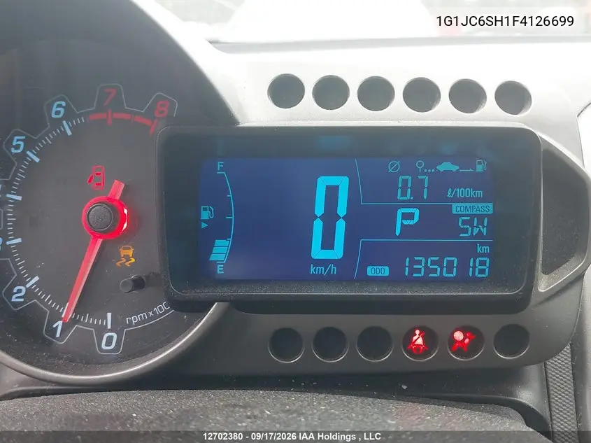 2015 CHEVROLET SONIC VIN 1G1JC6SH1F4126699 — фото 15