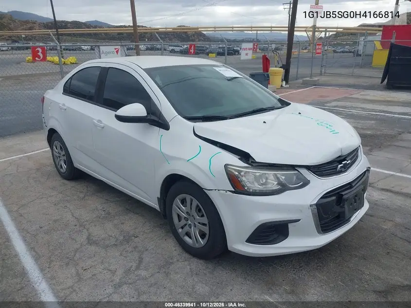 CHEVROLET SONIC 2017, VIN 1G1JB5SG0H4166814