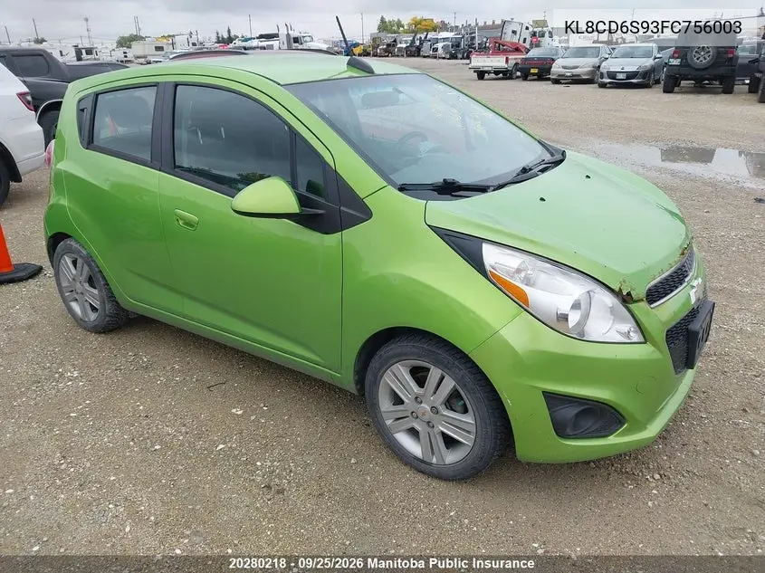 CHEVROLET SPARK 2015, VIN KL8CD6S93FC756003