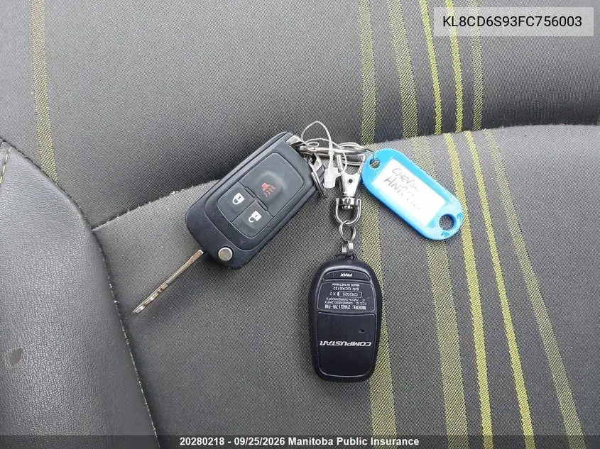 2015 CHEVROLET SPARK VIN KL8CD6S93FC756003 — фото 10