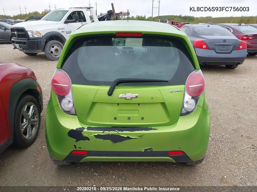 2015 CHEVROLET SPARK VIN KL8CD6S93FC756003 — фото 15