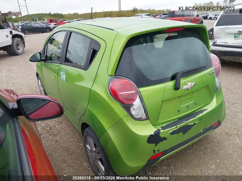 2015 CHEVROLET SPARK VIN KL8CD6S93FC756003 — фото 3