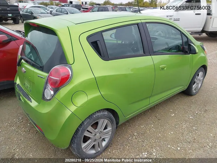 2015 CHEVROLET SPARK VIN KL8CD6S93FC756003 — фото 4
