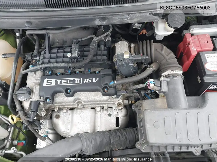 2015 CHEVROLET SPARK VIN KL8CD6S93FC756003 — фото 9