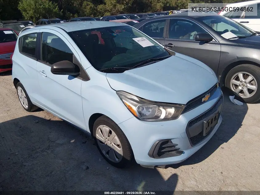 CHEVROLET SPARK 2016, VIN KL8CB6SA5GC594862