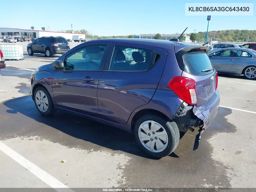 2016 CHEVROLET SPARK VIN KL8CB6SA3GC643430 — фото 3