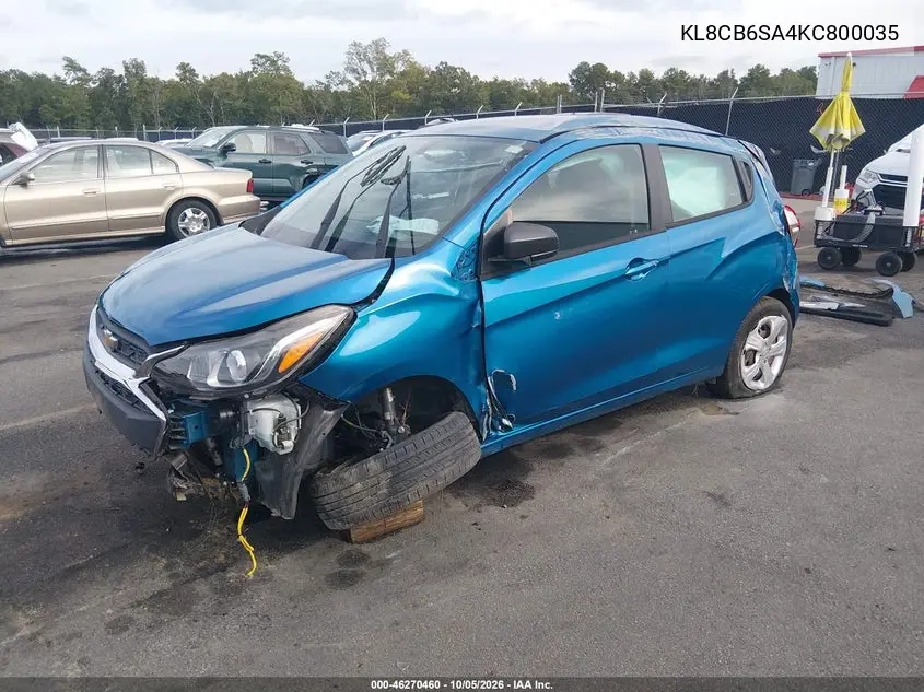 2019 CHEVROLET SPARK VIN KL8CB6SA4KC800035 — фото 2