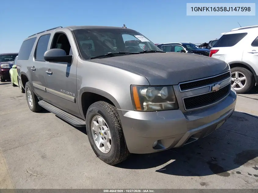 CHEVROLET SUBURBAN 2008, VIN 1GNFK16358J147598