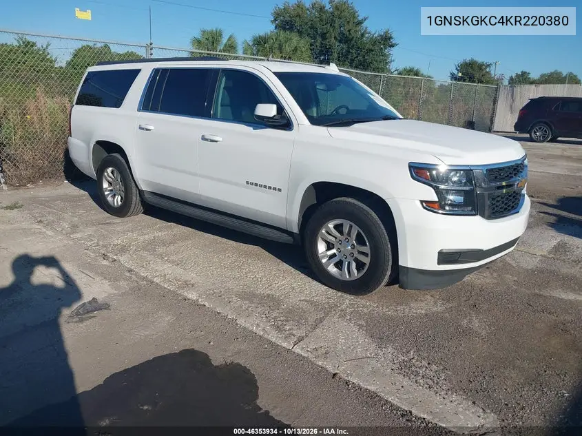 CHEVROLET SUBURBAN 2019, VIN 1GNSKGKC4KR220380