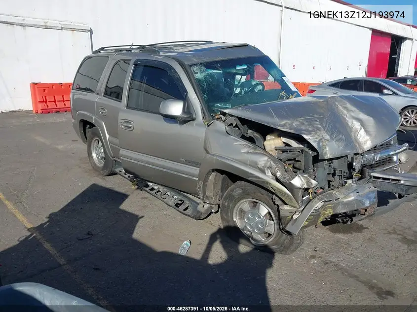 CHEVROLET TAHOE 2002, VIN 1GNEK13Z12J193974