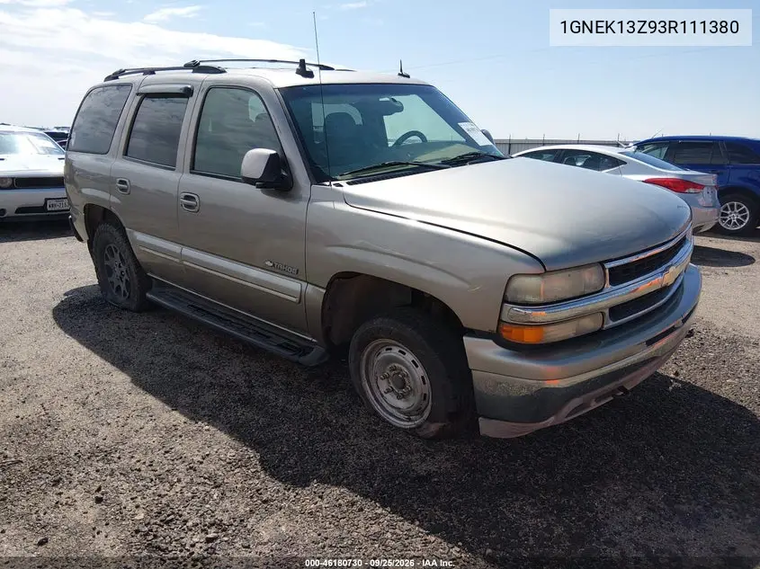 CHEVROLET TAHOE 2003, VIN 1GNEK13Z93R111380