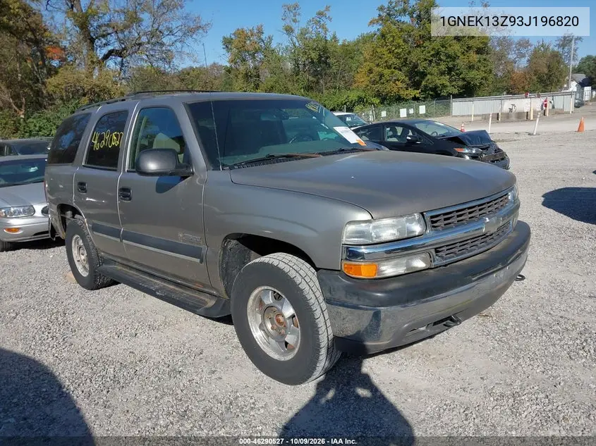 CHEVROLET TAHOE 2003, VIN 1GNEK13Z93J196820
