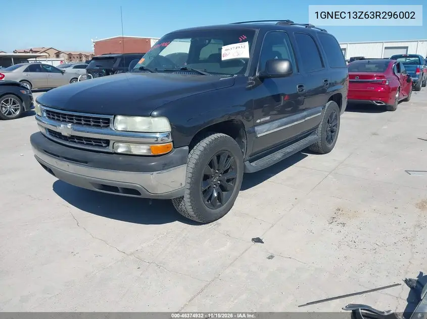 2003 CHEVROLET TAHOE VIN 1GNEC13Z63R296002 — фото 2