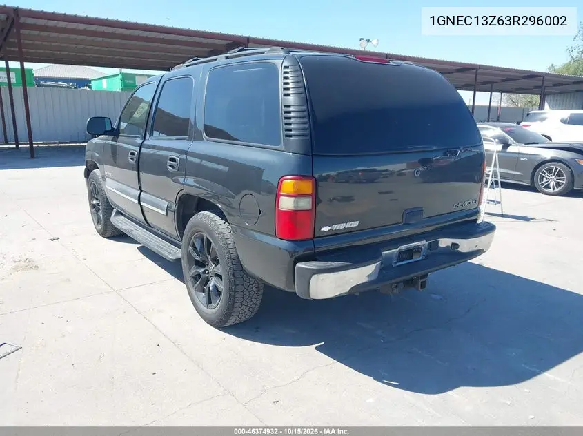2003 CHEVROLET TAHOE VIN 1GNEC13Z63R296002 — фото 3