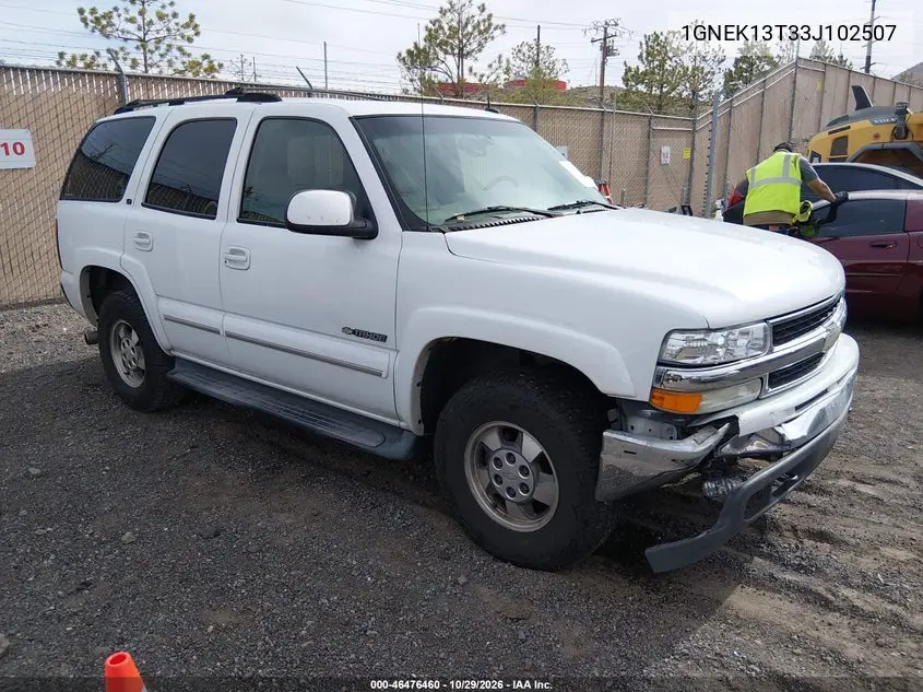 CHEVROLET TAHOE 2003, VIN 1GNEK13T33J102507