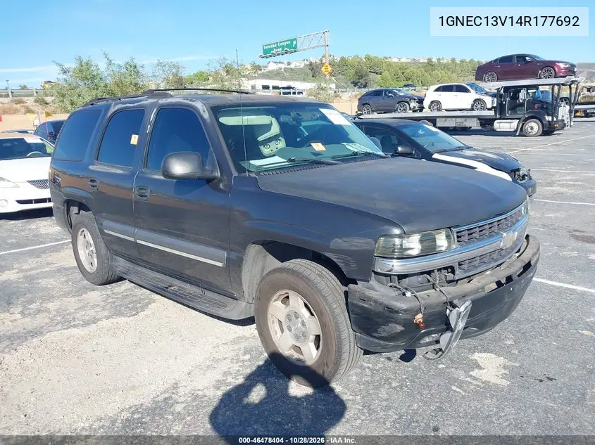 CHEVROLET TAHOE 2004, VIN 1GNEC13V14R177692