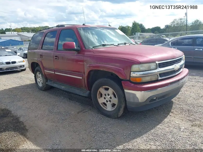 CHEVROLET TAHOE 2005, VIN 1GNEC13T35R241988