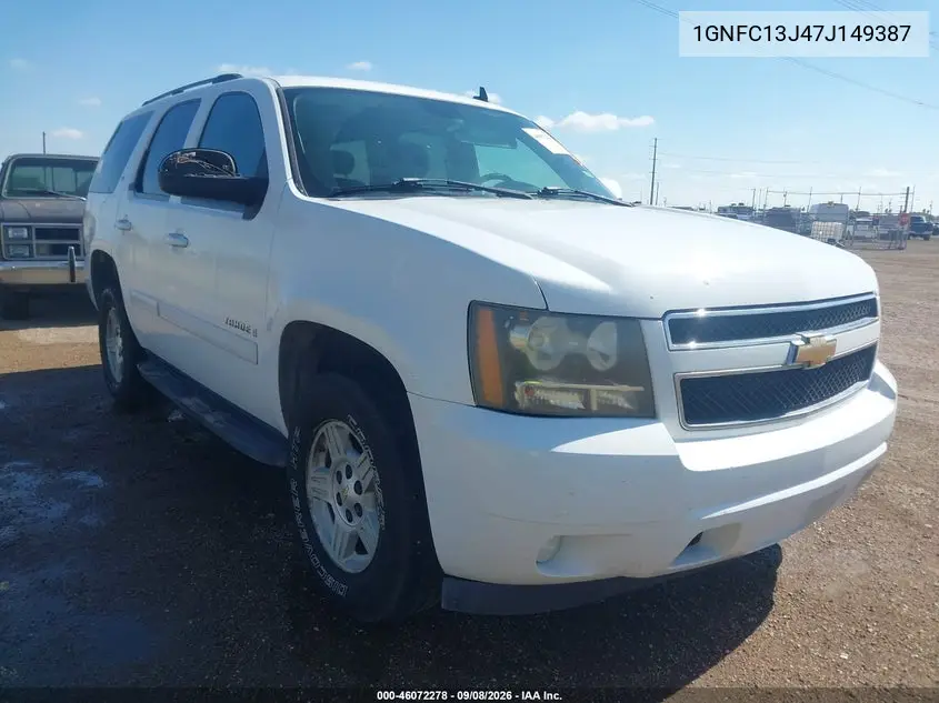 CHEVROLET TAHOE 2007, VIN 1GNFC13J47J149387