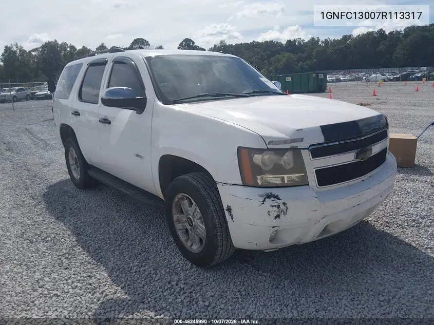 CHEVROLET TAHOE 2007, VIN 1GNFC13007R113317