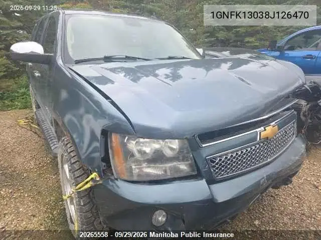 CHEVROLET TAHOE 2008, VIN 1GNFK13038J126470
