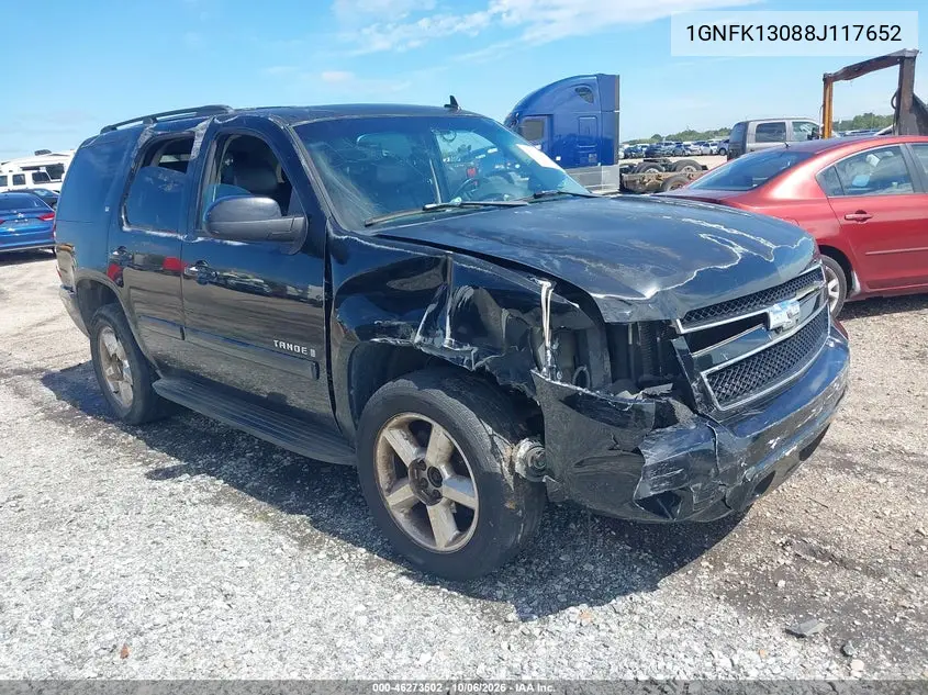CHEVROLET TAHOE 2008, VIN 1GNFK13088J117652