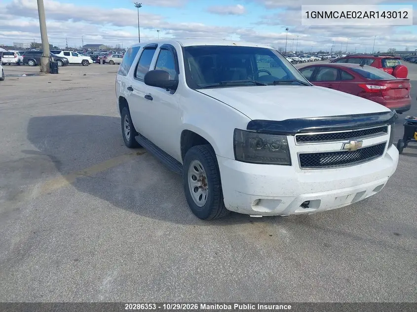 CHEVROLET TAHOE 2010, VIN 1GNMCAE02AR143012