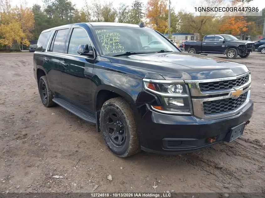 CHEVROLET TAHOE 2016, VIN 1GNSKDEC0GR447986