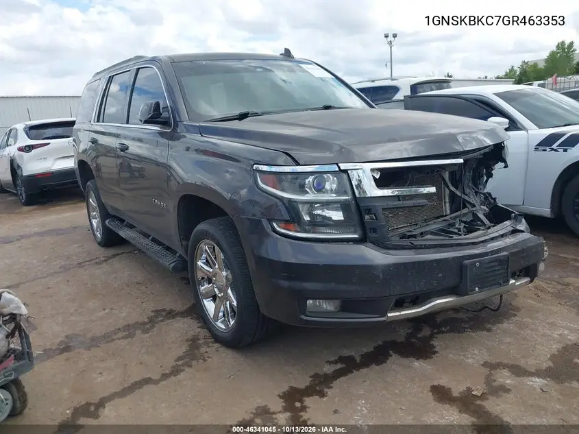CHEVROLET TAHOE 2016, VIN 1GNSKBKC7GR463353