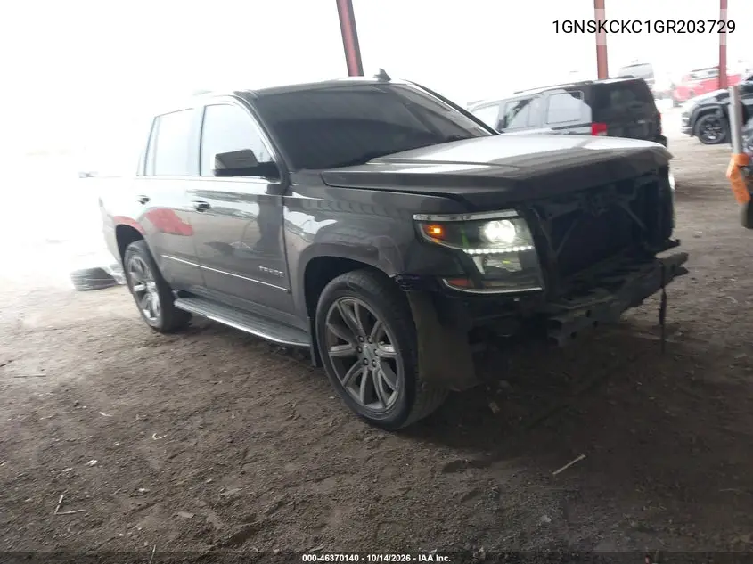 CHEVROLET TAHOE 2016, VIN 1GNSKCKC1GR203729