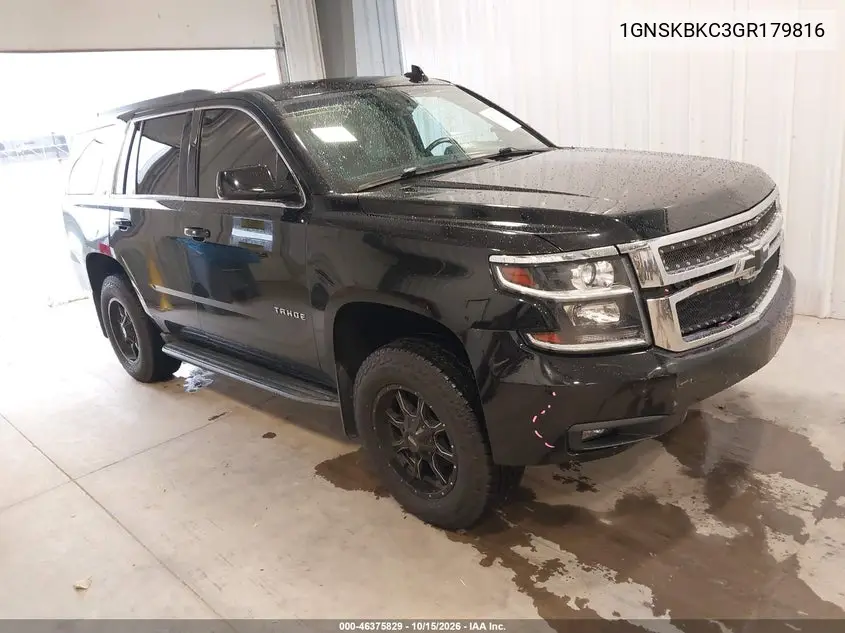 CHEVROLET TAHOE 2016, VIN 1GNSKBKC3GR179816