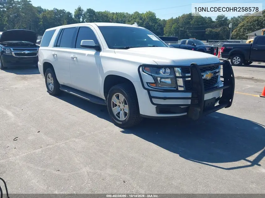 CHEVROLET TAHOE 2017, VIN 1GNLCDEC0HR258578