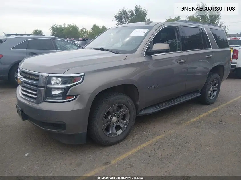 2018 CHEVROLET TAHOE VIN 1GNSKAEC0JR301108 — фото 2