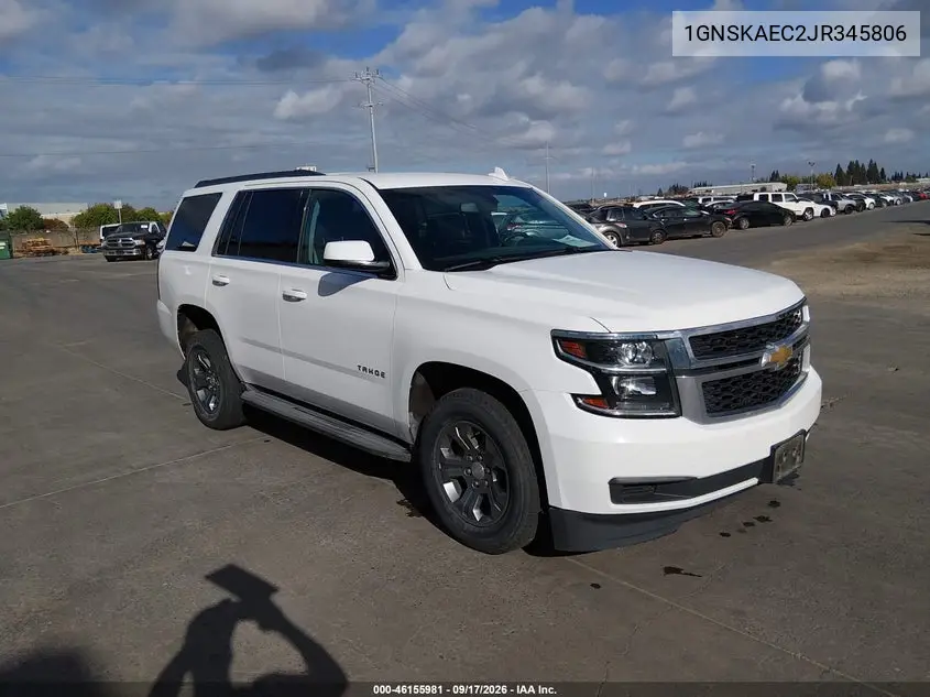 CHEVROLET TAHOE 2018, VIN 1GNSKAEC2JR345806