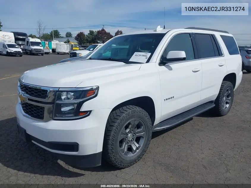 2018 CHEVROLET TAHOE VIN 1GNSKAEC2JR331274 — фото 2