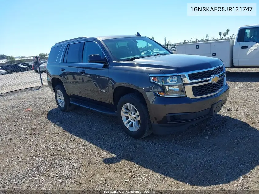 CHEVROLET TAHOE 2018, VIN 1GNSKAEC5JR131747