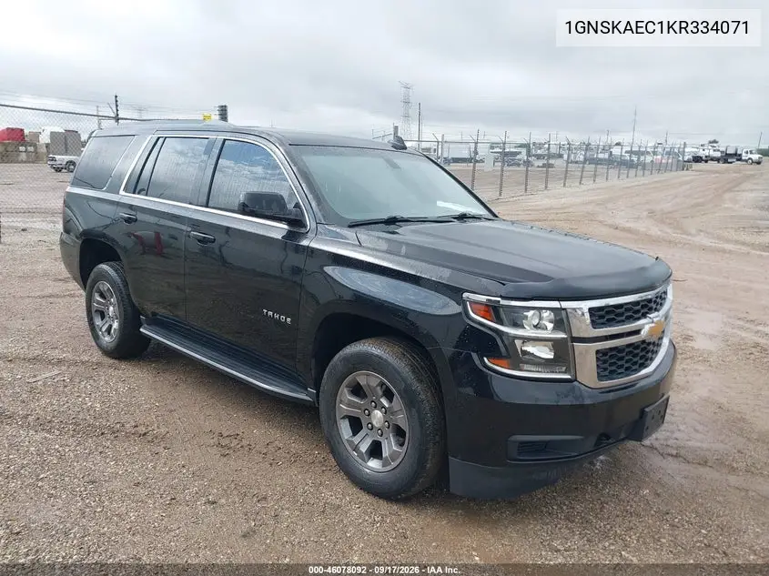 CHEVROLET TAHOE 2019, VIN 1GNSKAEC1KR334071