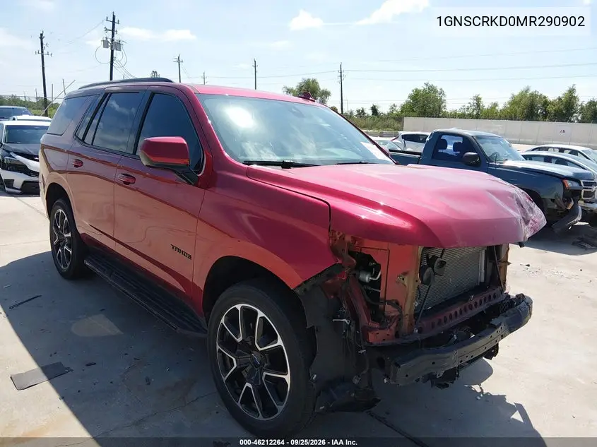 CHEVROLET TAHOE 2021, VIN 1GNSCRKD0MR290902