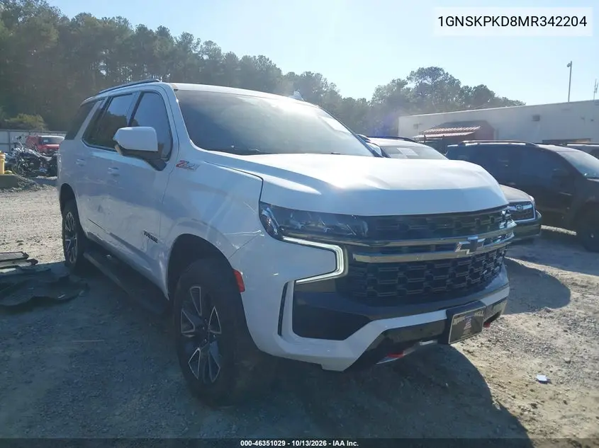 CHEVROLET TAHOE 2021, VIN 1GNSKPKD8MR342204