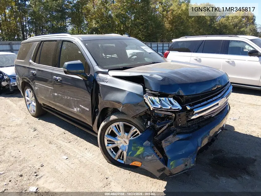 CHEVROLET TAHOE 2021, VIN 1GNSKTKL1MR345817