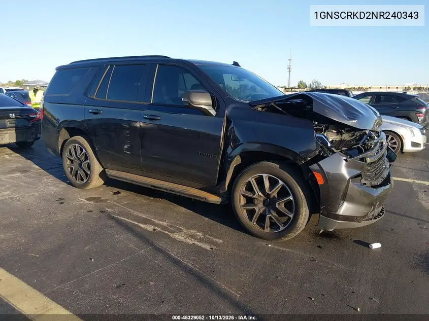 CHEVROLET TAHOE 2022, VIN 1GNSCRKD2NR240343