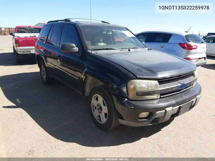 CHEVROLET TRAILBLAZER 2002, VIN 1GNDT13S322259978