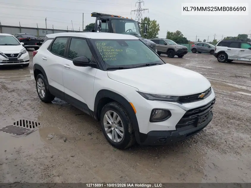 CHEVROLET TRAILBLAZER 2021, VIN KL79MMS25MB086690