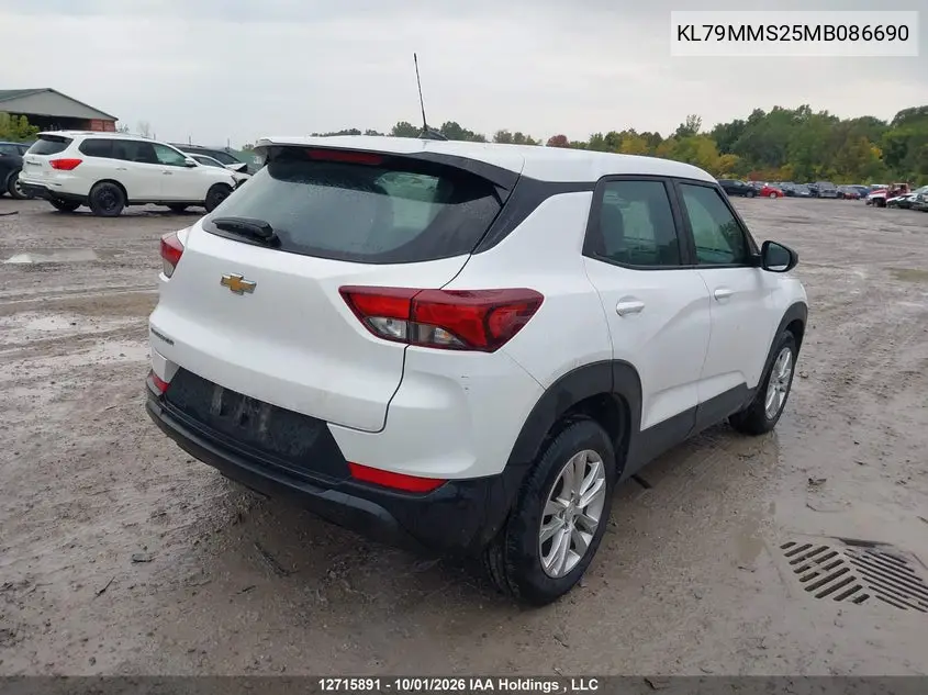 2021 CHEVROLET TRAILBLAZER VIN KL79MMS25MB086690 — фото 4