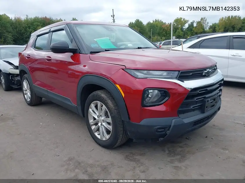 CHEVROLET TRAILBLAZER 2021, VIN KL79MNSL7MB142353