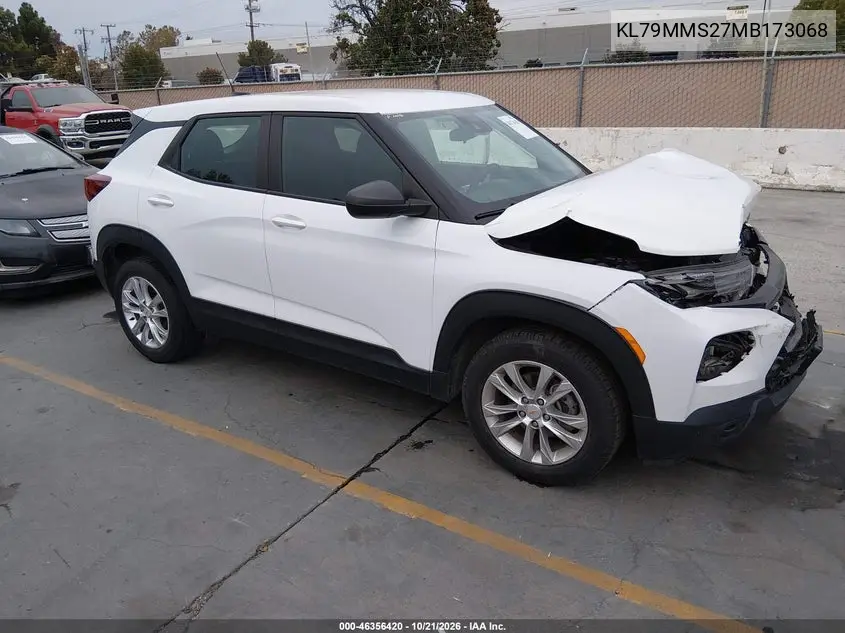 CHEVROLET TRAILBLAZER 2021, VIN KL79MMS27MB173068