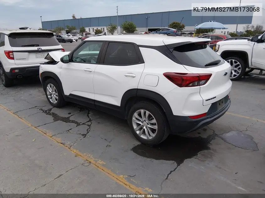 2021 CHEVROLET TRAILBLAZER VIN KL79MMS27MB173068 — фото 3