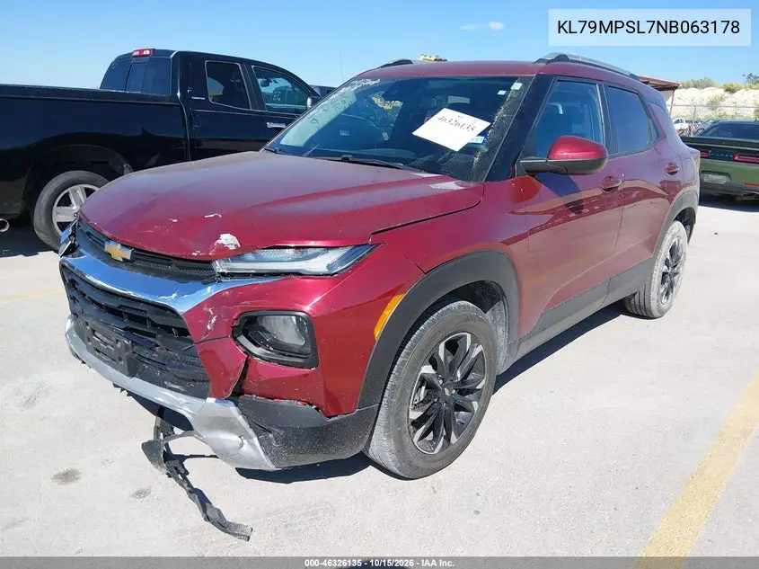 2022 CHEVROLET TRAILBLAZER VIN KL79MPSL7NB063178 — фото 2