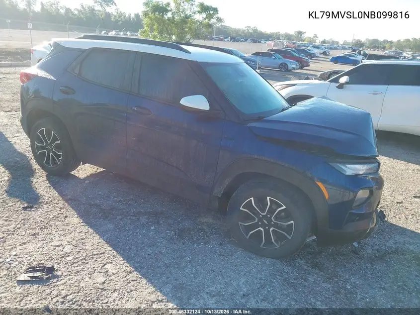 CHEVROLET TRAILBLAZER 2022, VIN KL79MVSL0NB099816