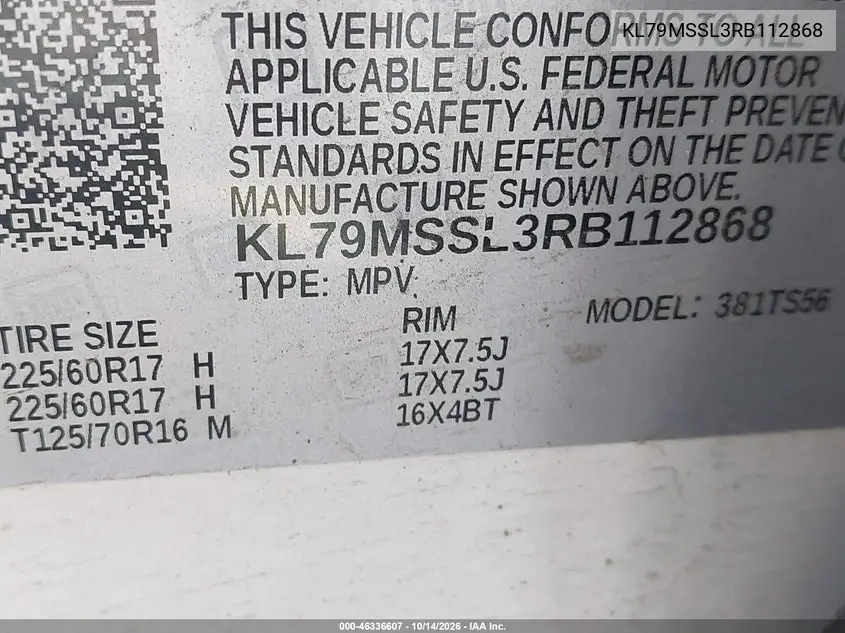 2024 CHEVROLET TRAILBLAZER VIN KL79MSSL3RB112868 — фото 9