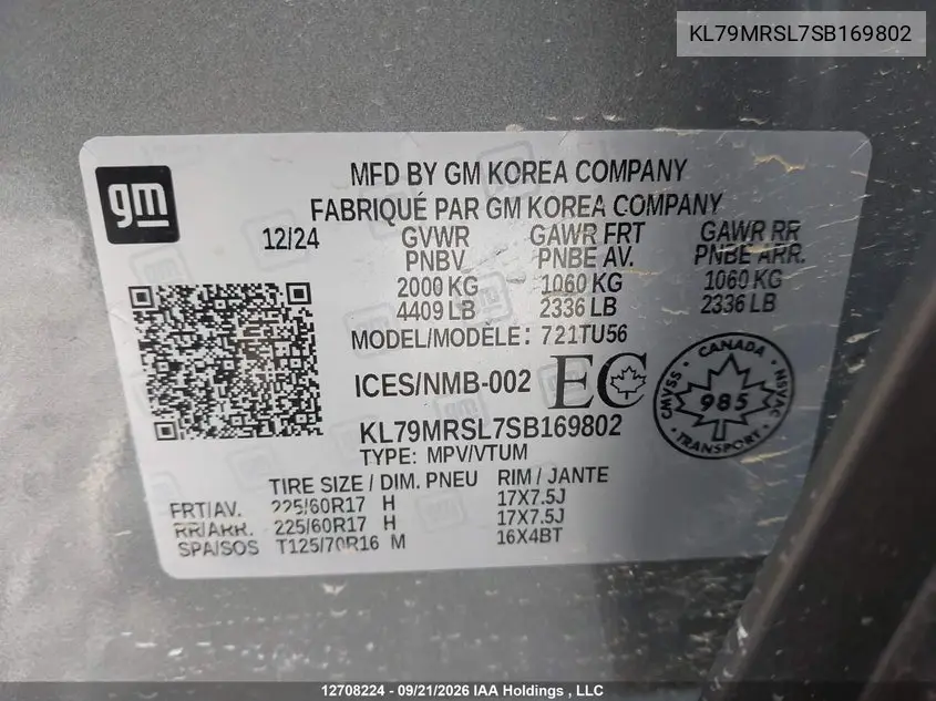 2025 CHEVROLET TRAILBLAZER VIN KL79MRSL7SB169802 — фото 9